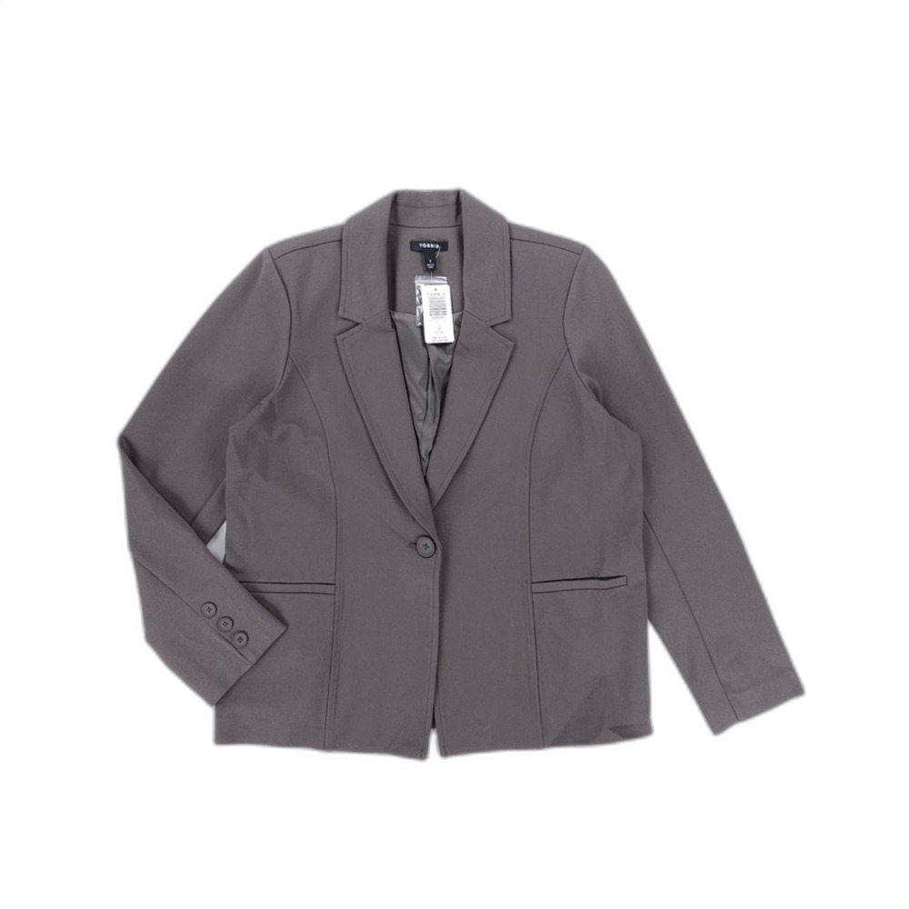 NWT Torrid Tailored Ponte Blazer Gray Academia Preppy Menswear Downtown Girl 1X